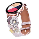 V-Moro Leather Strap Flower Wristband with Rose Gold Buckle for Samsung Galaxy Watch 4/Active 2 /Active SM-R500