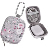 V-Moro earbud case holder，General printing Leather Organizer Carrying Case，For Airpods Pro 2/3/1/2 Storage Bag With zipper & Carabiner Clip-Grey Pink Rose