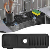 SKitchen Sink Splash Guard, Silicone Faucet Handle Drip Catcher Tray, fits faucet bottom diameter in 2.5 inch, Sponge Holder Sink Protectors Mat for Kitchen Bathroom Sink Accessories（24" x 5.5"）