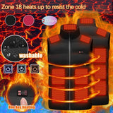 Cameland Heated Vest 18 Heating Zones Plus Size Lightweight Unisex Heated Jacket 3 Temperature Control USB Electric Winter Coat with Pocket S-6XL on Clearance
