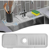 VENMATE 17.7x5.5 inches Kitchen Splash Guard for Sink, Upgraded Silicone Faucet Mat with 5°Incline Slope and Recess, Faucet Water Cathcer Mat for Kitchen Bathroom
