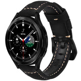 V-Moro Compatible for Samsung Galaxy Watch 4 Genuine Leather Strap Business Wristband Black