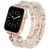 Apple Watch band string beads light blue silver crystal beads