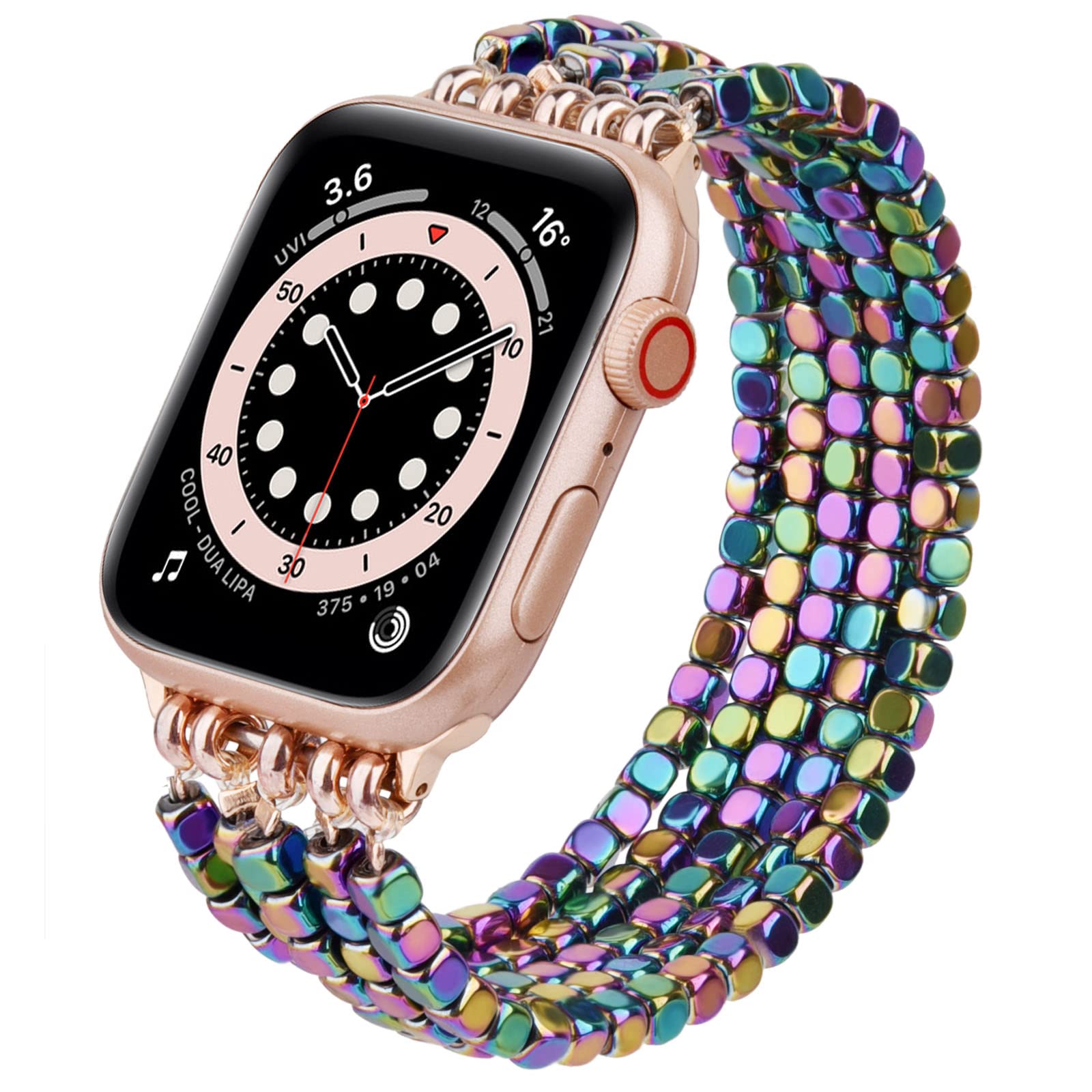 Apple Watch band 5cm square bead 5 clause bracelet black + black glossy connector 38MM