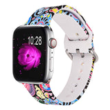 Apple Watch Band 41mm 40mm 38mm, Fadeless Pattern Printed Floral Bands Silicone Replacement